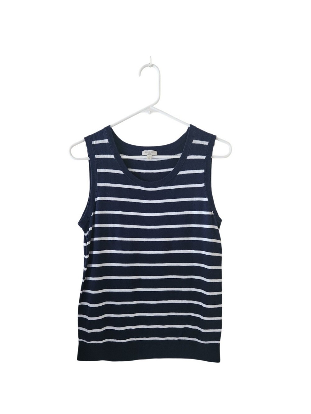 Talbots Blue Striped Sleeveless Sweater Top